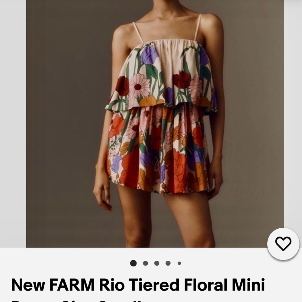FARM Rio Cream Floral Tiered Mini Dress with Red, Orange & Purple Blooms